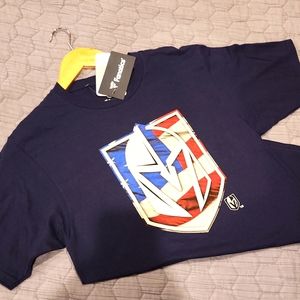 Las Vegas Golden Knights Small Blue American Flag Logo Fanatics Shirt NHL